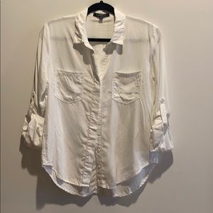 White button-down top
